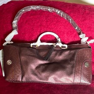 Joy Mangano burgundy leather handbag